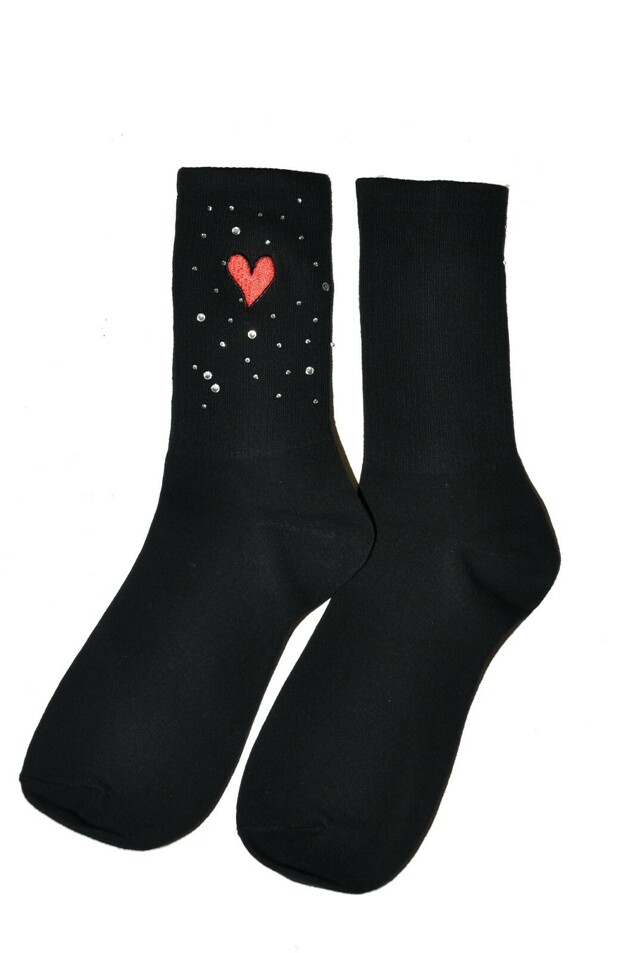 Dámské ponožky Magnetis 81 Srdce, zirkony - univerzální - černá