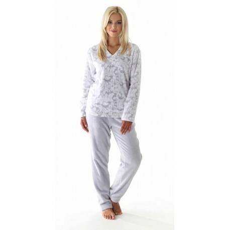 Dámské teplé pyžamo Flora 64569102 - Vestis - S - lila-bílá