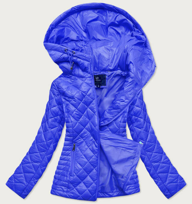 Světle modrá prošívaná dámská bunda s kapucí (LY-01) - S (36) - odcienie niebieskiego