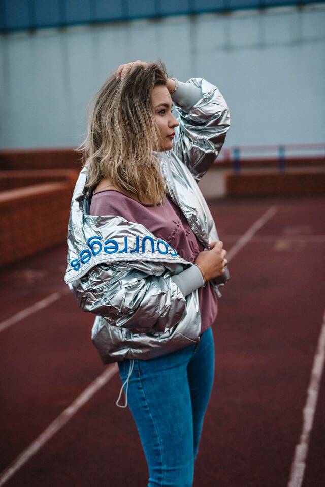 Stříbrná lesklá dámská bunda (619ART) - ONE SIZE - stříbrná
