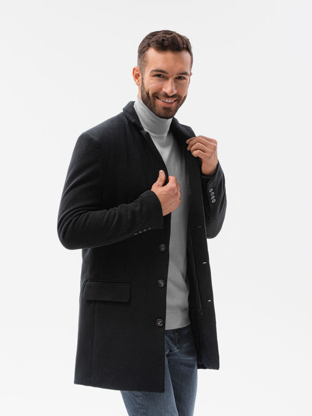 Pánský kabát Ombre Coat C432-1 Black - L