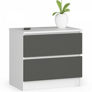 Ak furniture Komoda Kuba 60 cm - 2 šuplíky bílá/grafitová