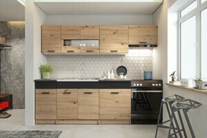 HALMAR Kuchyňská linka Alena 240 cm dub artisan/černý mat