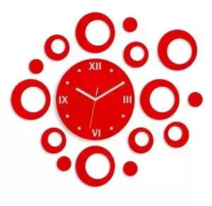ModernClock 3D nalepovací hodiny Rings červené