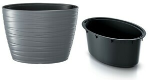 Prosperplast Květináč oválný s vkladem Maxe šedý kámen 58,5cm