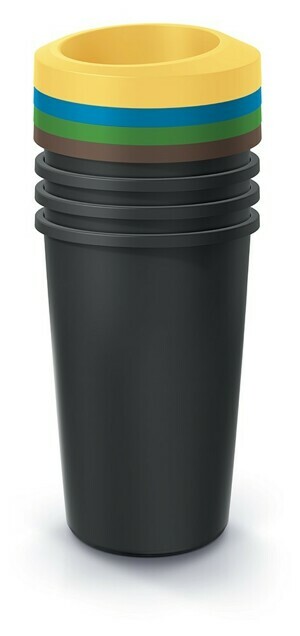 Prosperplast Sada odpadkových košů COMPACTO II 4x45 L černá