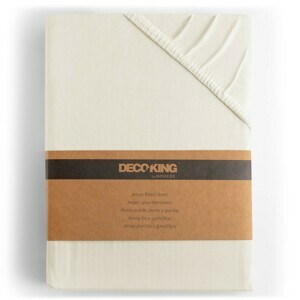 Bavlněné jersey prostěradlo s gumou DecoKing Amber ecru, velikost 100-120x200+30