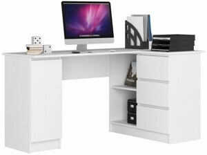 Ak furniture Rohový psací stůl B20 155 cm bílý pravý