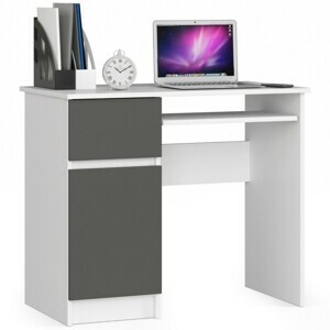 Ak furniture Psací stůl PIKSEL 90 cm bílý/grafitově šedý levý
