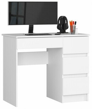 Ak furniture Psací stůl A-7 90 cm bílý pravý