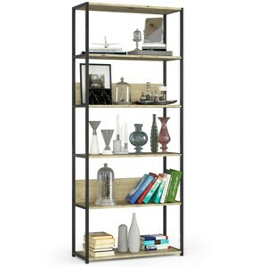 Ak furniture Knihovna Rita s kovovým rámem 80 cm - černá/dub artisan - 6 polic