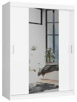Ak furniture Šatní skříň se zrcadlem Reton 150 cm bílá