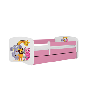 Kocot kids Dětská postel Babydreams ZOO růžová, varianta 70x140, bez šuplíků, bez matrace