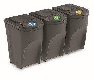 Prosperplast Sada košů na třídění odpadu ECOBOX 3x35L šedý kámen