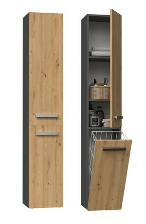 TP Living Koupelnová skříňka s košem na prádlo NEL IV antracit/dub artisan