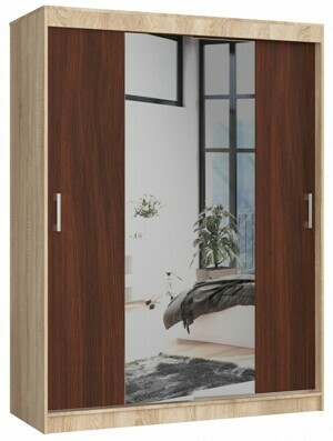 Ak furniture Šatní skříň se zrcadlem Reton 150 cm dub sonoma/wenge