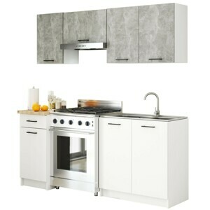 Ak furniture Kuchyňská linka Olivie 1,8 m beton/bílá/dub sonoma