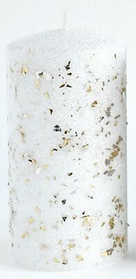 Mondex Vánoční svíčka GLAMOUR 7x14 cm bílá
