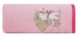 Eurofirany Dětská bavlněná osuška BABY43 Méďa 50x90 cm růžová