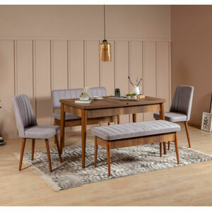 Hanah Home Jídelní set Vina 5D ořech/šedá