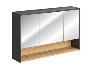 Comad Závěsná koupelnová skříňka se zrcadlem Borneo Cosmos 843 3D šedá/dub artisan