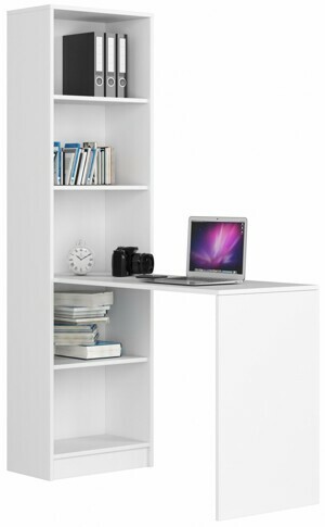 Ak furniture Psací stůl s regálem Smart bílý