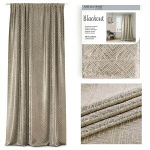 Závěs AmeliaHome CASPE PLEAT krémový, velikost 140x250