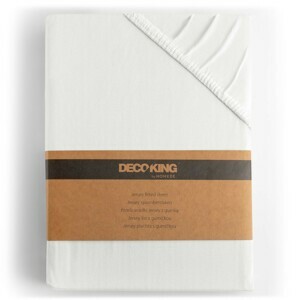 Bavlněné jersey prostěradlo s gumou DecoKing Amber bílé, velikost 100-120x200+30