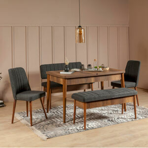 Hanah Home Jídelní set Vina 5D ořech/antracit