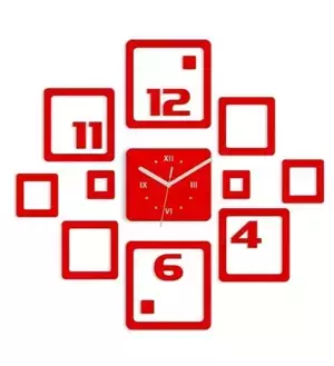 ModernClock 3D nalepovací hodiny Otto červené