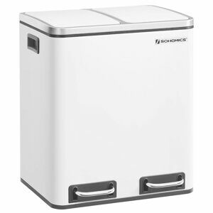 SONGMICS Odpadkový koš na tříděný odpad Bins 30 L bílý