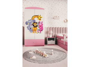 Kocot kids Dětská skříň Babydreams 90 cm ZOO růžová
