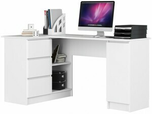 Ak furniture Rohový psací stůl B20 155 cm bílý levý