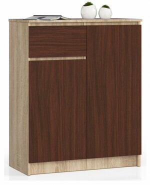 Ak furniture Komoda Kiara 80 cm 2 skříňky a 1 šuplík dub sonoma/wenge