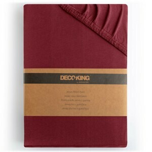 Bavlněné jersey prostěradlo s gumou DecoKing Amber tmavě červené, velikost 100-120x200+30