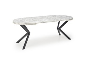 HALMAR Rozkládací jídelní stůl PERONI 100/250 cm bílý mramor/černá