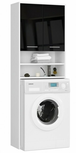 Ak furniture Koupelnová skříňka nad pračku Fin bílá/černá lesk
