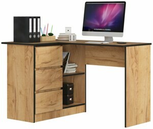 Ak furniture Rohový psací stůl B16 124 cm dub craft zlatý levý