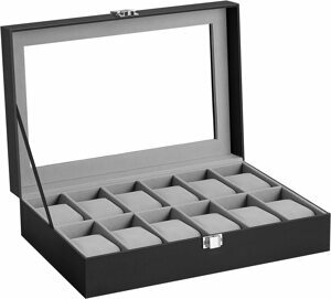 SONGMICS Úložný box na hodinky Velur šedý