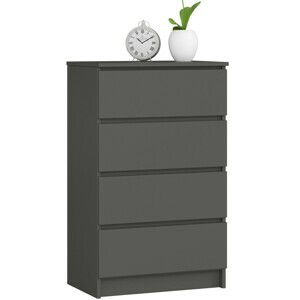 Ak furniture Komoda Kuba 60 cm - 4 šuplíky grafit
