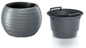 Prosperplast Květináč kulatý s vkladem MAXE šedý kámen, varianta 39,6 cm