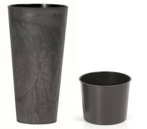 Prosperplast Květináč Tubus Effect tmavě šedý, varianta 20 cm