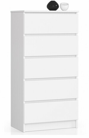 Ak furniture Komoda Kuba 60 cm - 5 šuplíků bílá