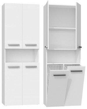 TP Living Koupelnová skříňka se 2 koši na prádlo NEL II bílá mat