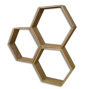 Kalune Design Sada 3 nástěnných polic HEX ořech