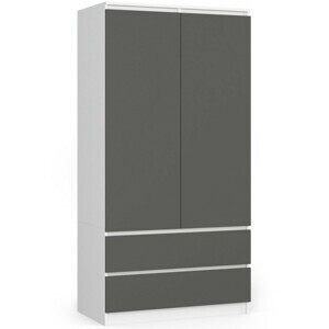 Ak furniture Šatní skříň Star 90 cm bílá/grafitově šedá