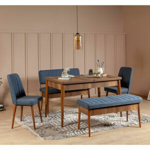 Hanah Home Jídelní set Vina 5D ořech/tmavě modrá