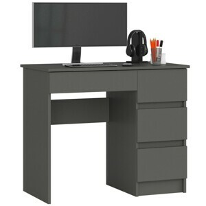 Ak furniture Psací stůl A-7 90 cm grafitový pravý