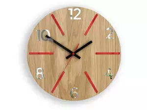 ModernClock Nástěnné hodiny Aksel Wood červeno-zrcadlové