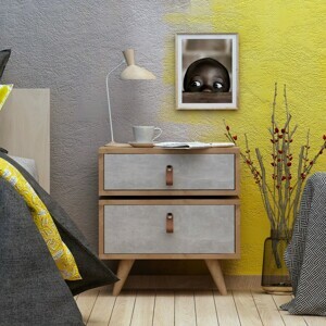 Hanah Home Noční stolek Dopo I dub přírodní/šedý